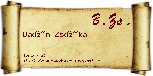 Baán Zsóka névjegykártya